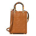Vitello Plexiglass FF Embossed Mini Fendi Sunshine Shopper Tote Caramello