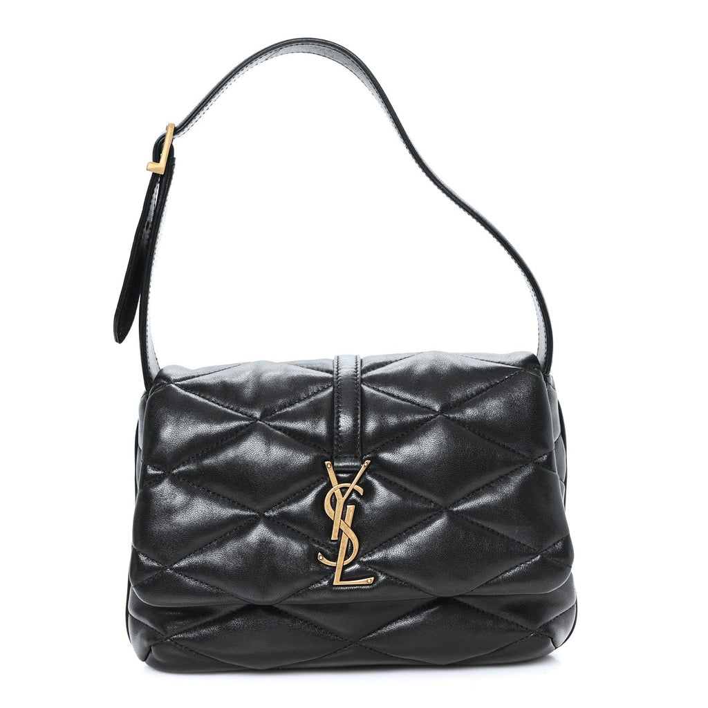 Lambskin Quilted Le 57 Diamond Shoulder Bag Black