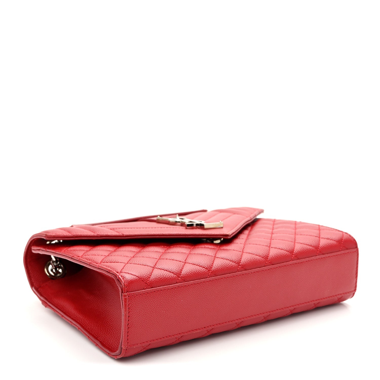 Grain De Poudre Textured Mixed Matelasse Triquilt Medium Monogram Satchel New Red