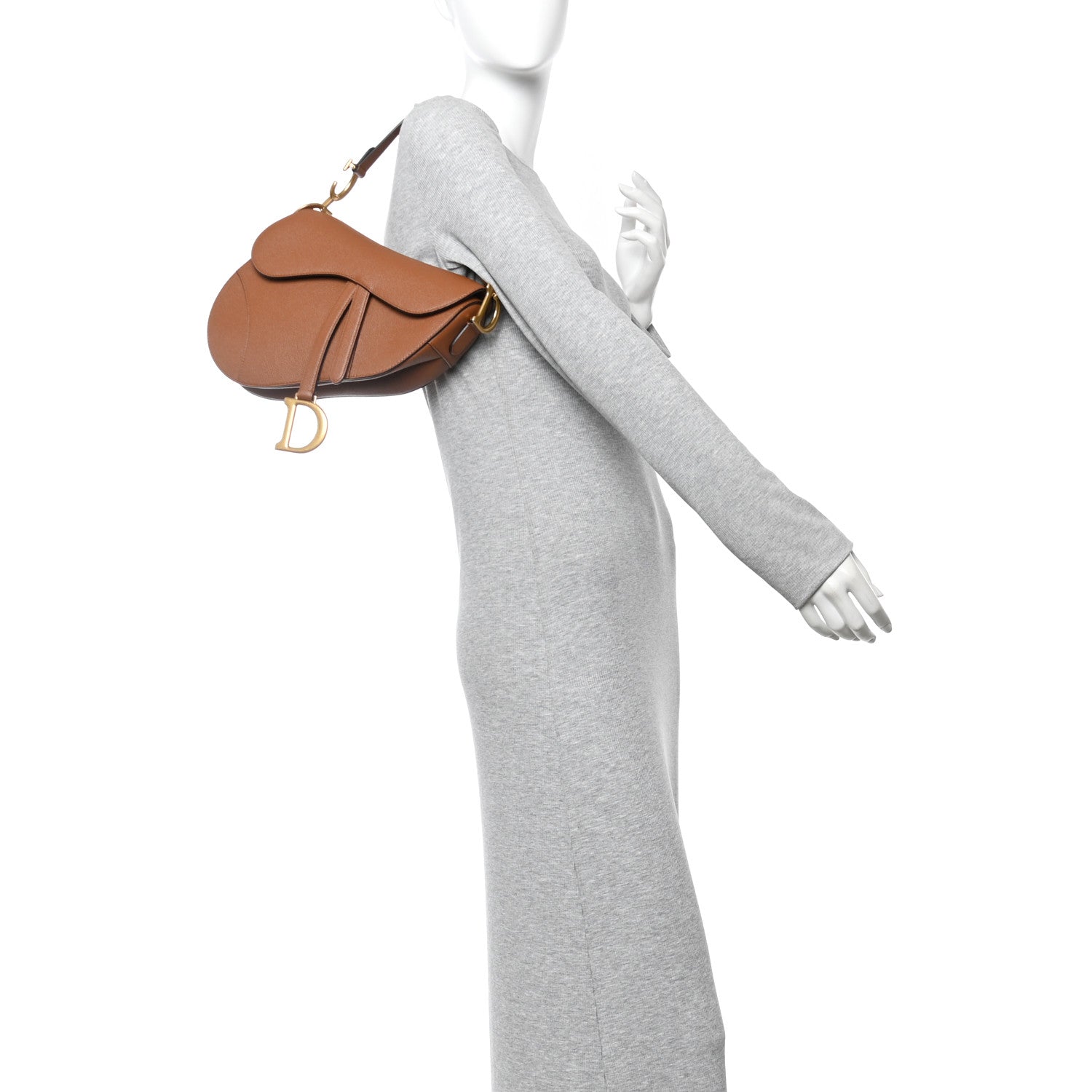 Grained Calfskin Saddle Bag Camello