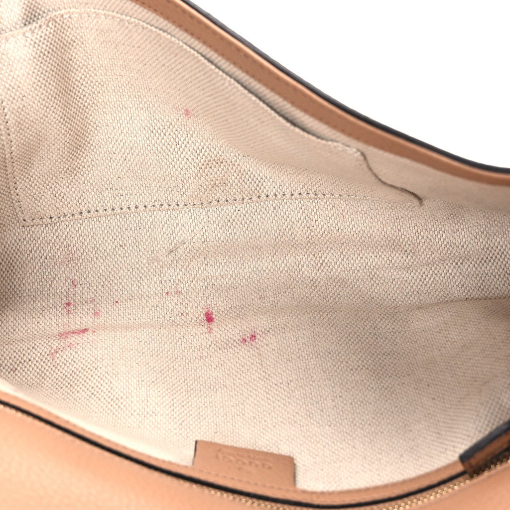 Pebbled Calfskin Medium Soho Clutch Camelia