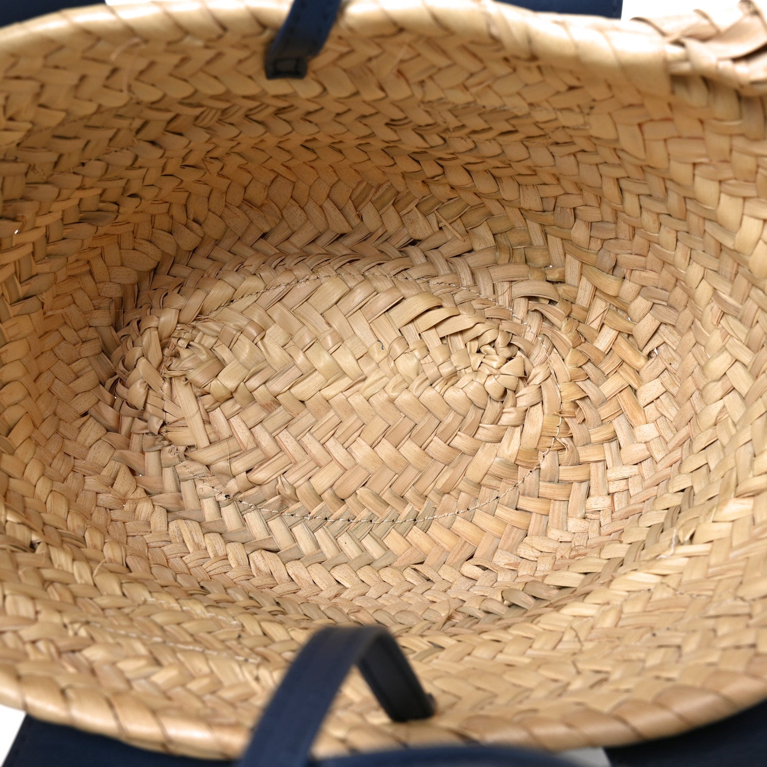 Raffia Smooth Calfskin Small Sense Basket Night Blue