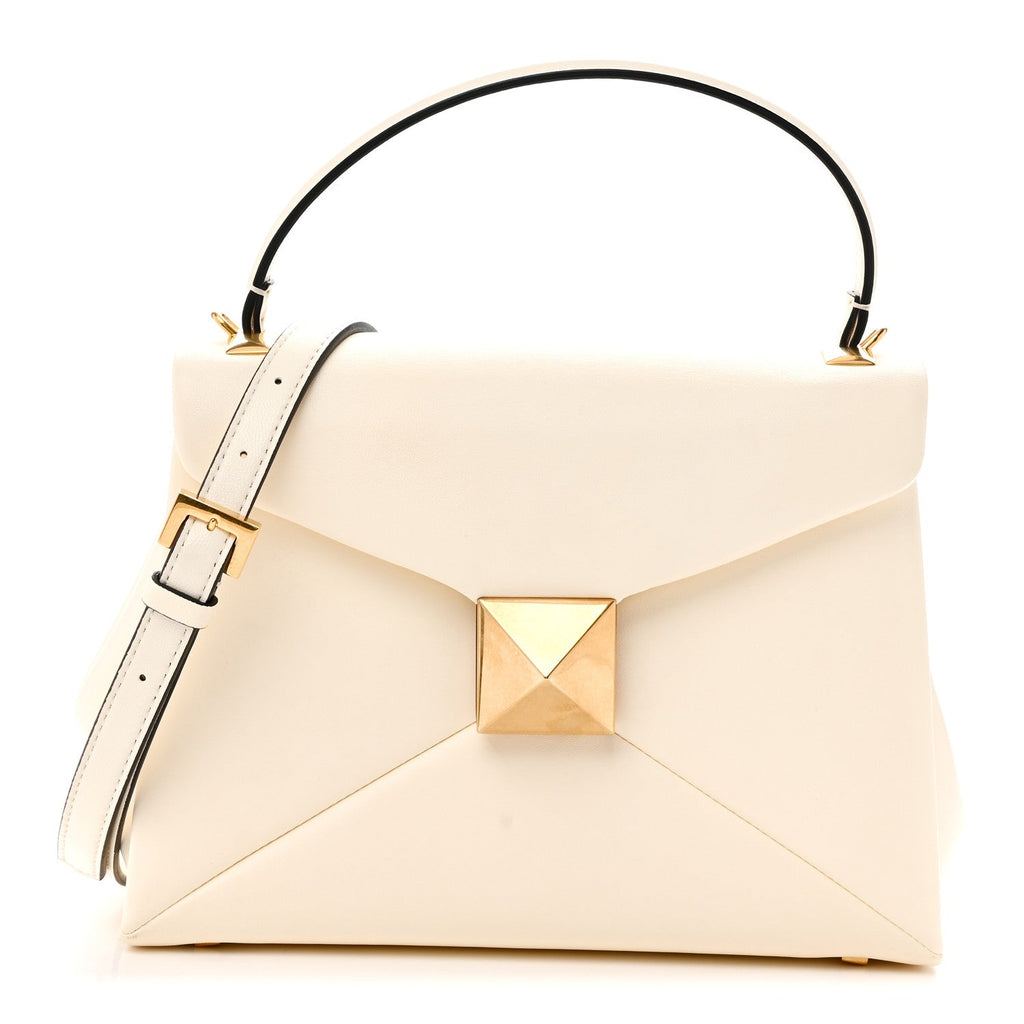 Nappa Small One Stud Top Handle Bag Ivory