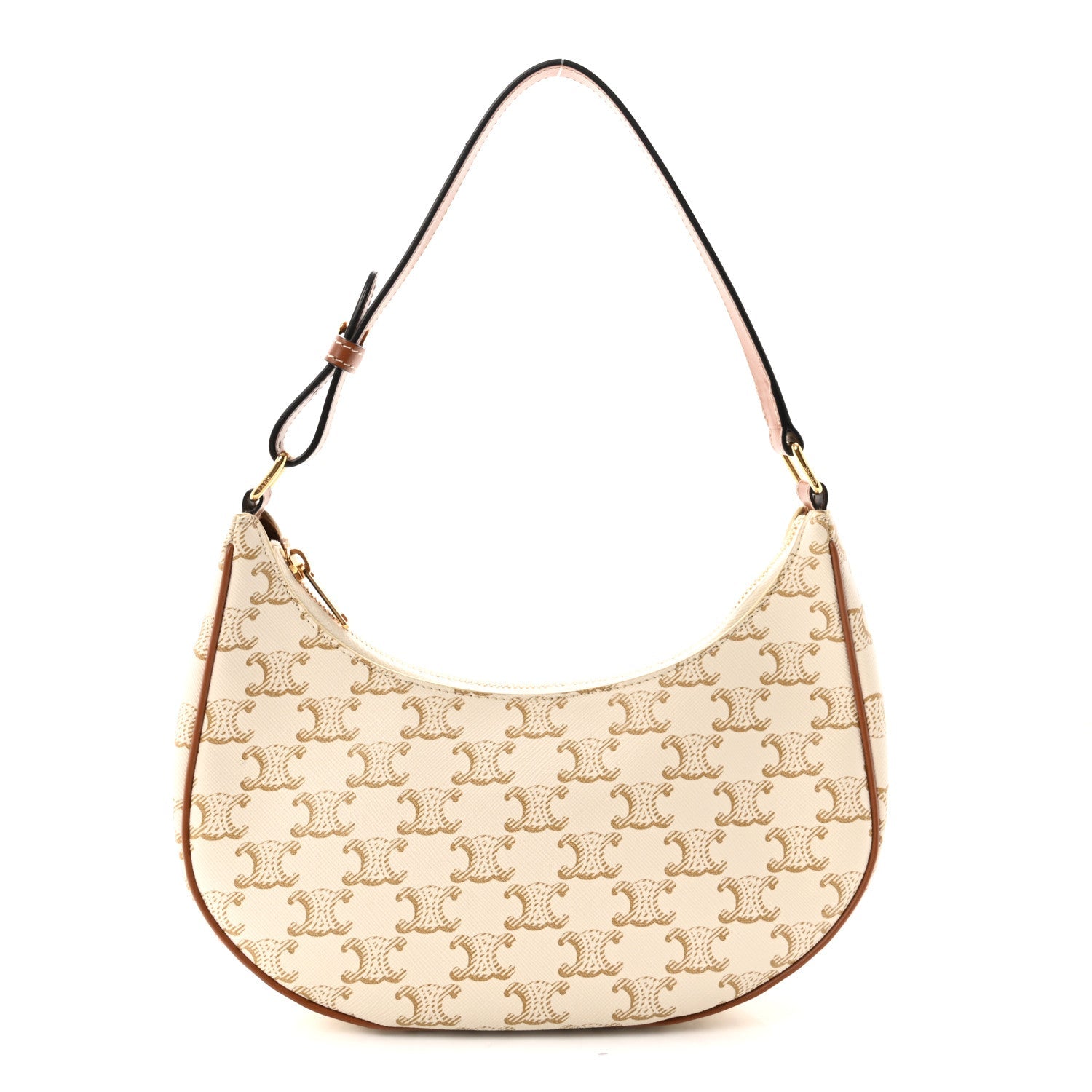 Canvas Calfskin Ava Triomphe Shoulder Bag White