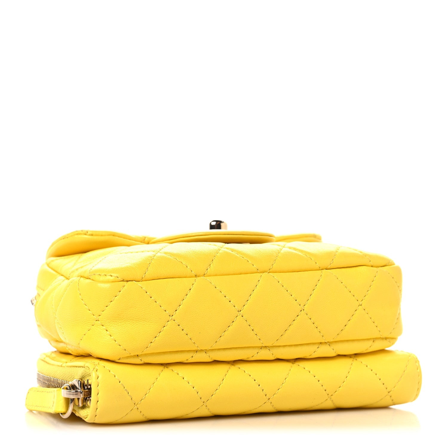 Lambskin Quilted New Mini Flap Yellow