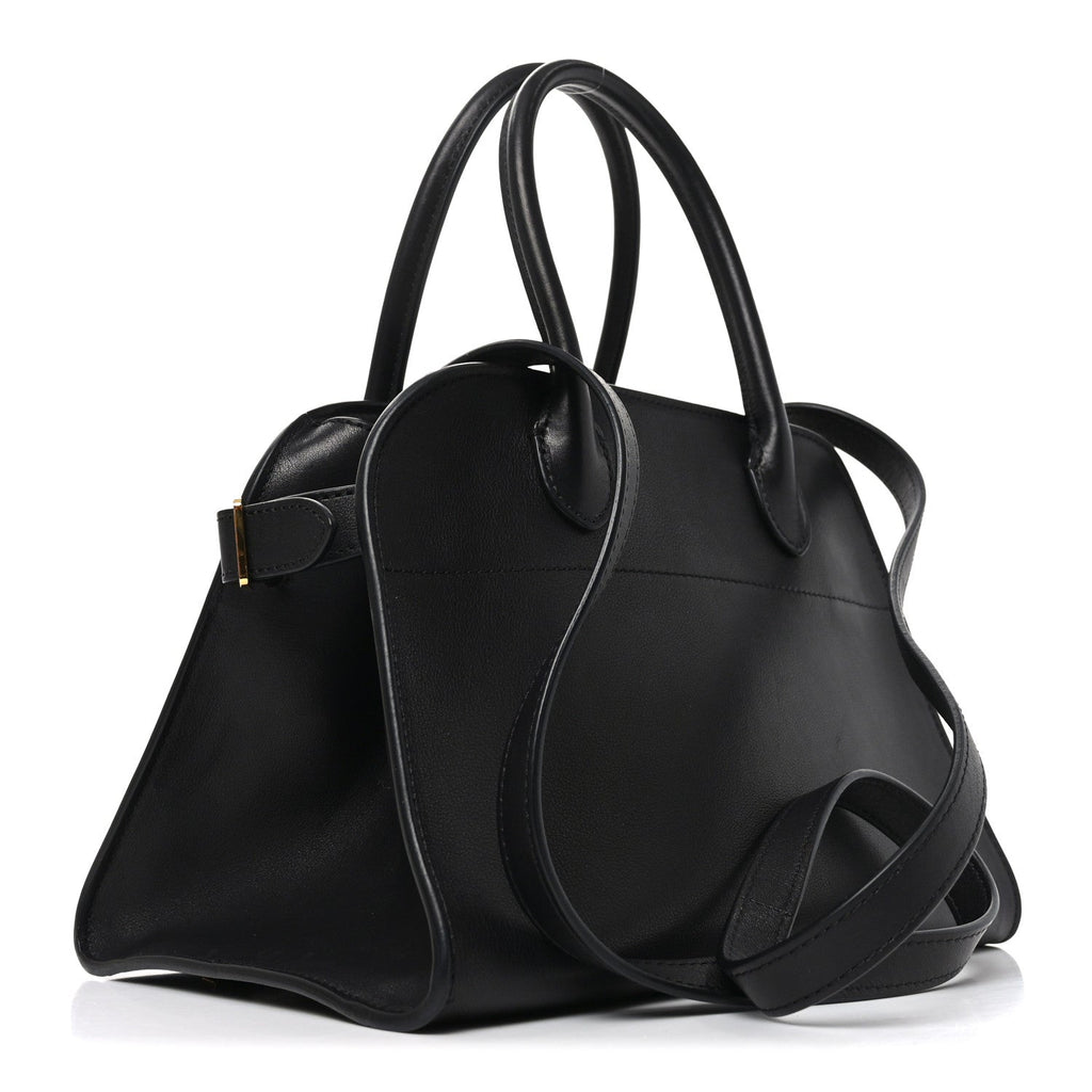Polished Saddle Calfskin Soft Margaux 10 Bag Black