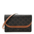 Triomphe Canvas Lambskin Wallet On Strap Tan