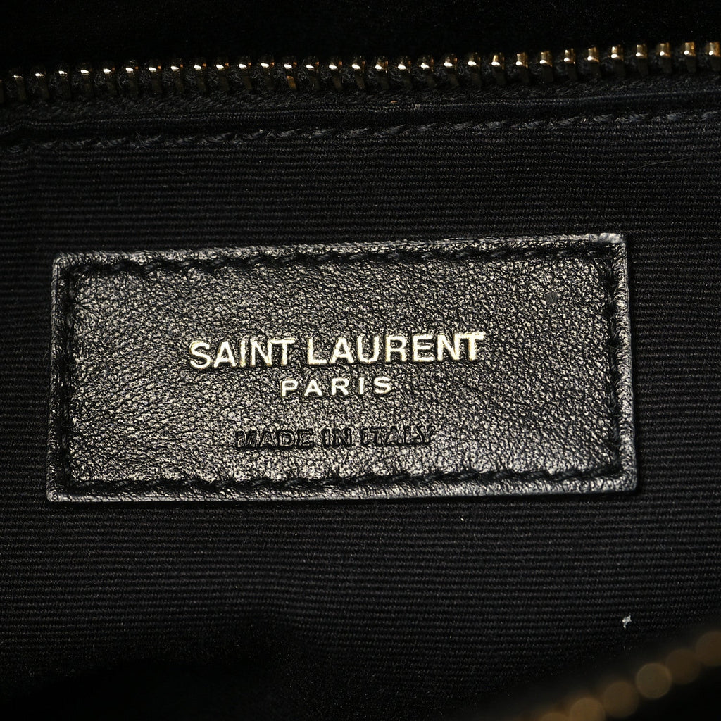 Calfskin Y Quilted Monogram Medium Loulou Chain Satchel Black Black