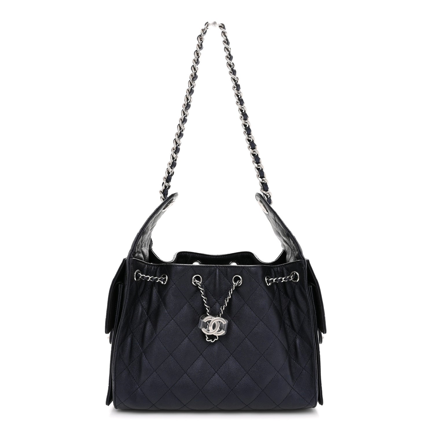 Caviar Quilted Small Chanel 25 Handbag Dark Navy