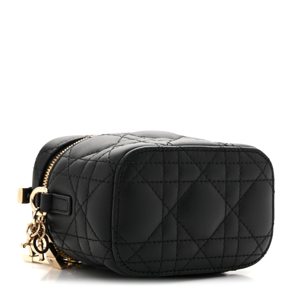 Lambskin Cannage Micro Lady Dior Vanity Case Black