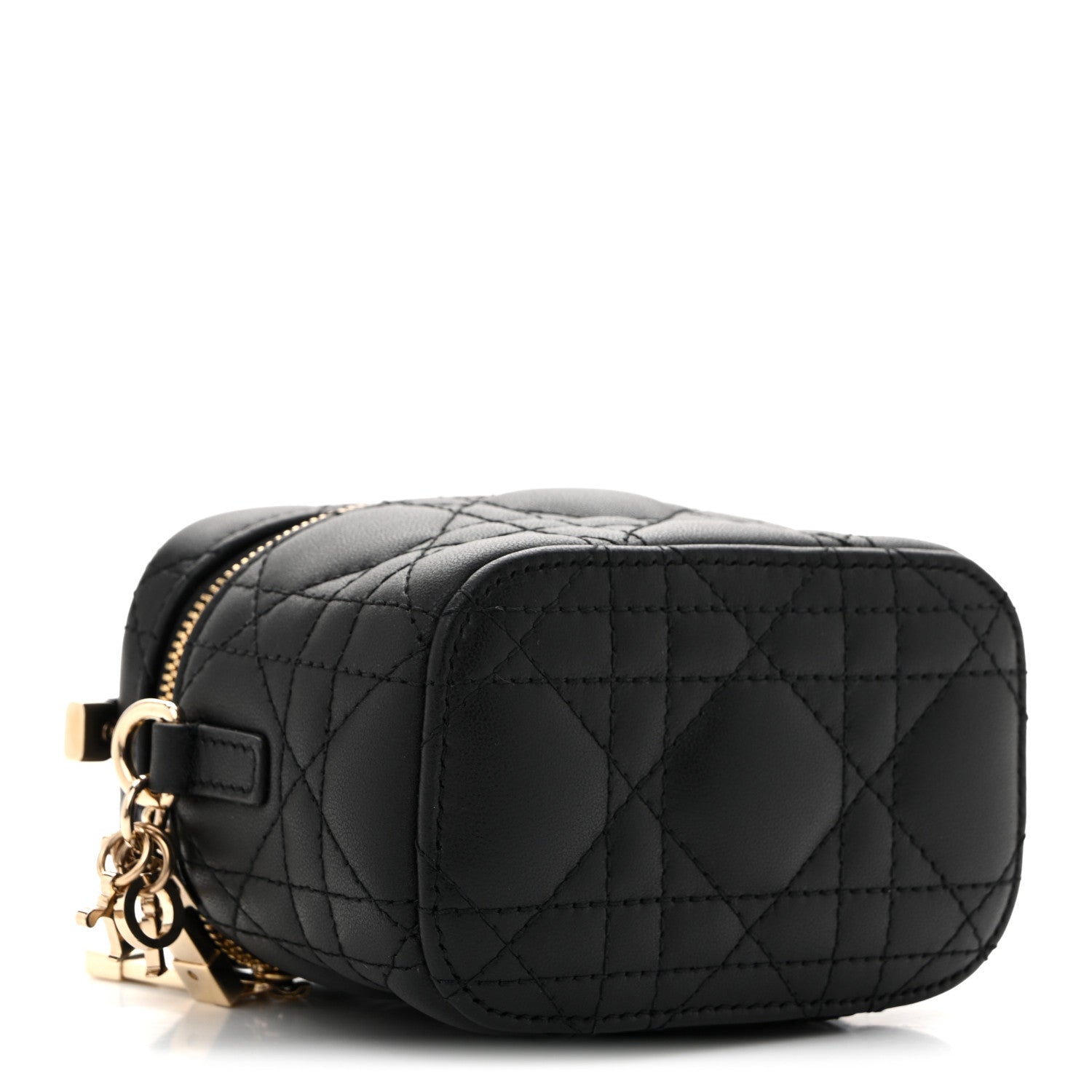 Lambskin Cannage Micro Lady Dior Vanity Case Black