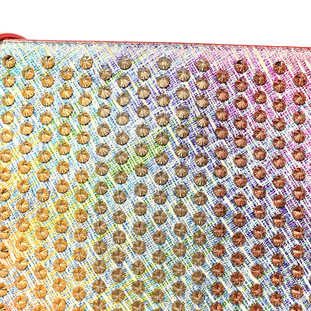 Metallic Suede Unicorn Studded Loubiclutch Multicolor