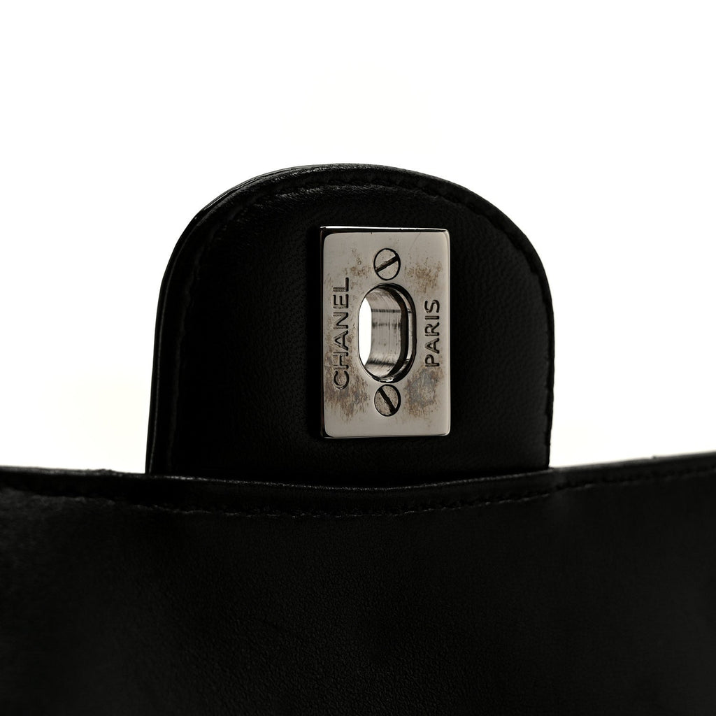 Patent Quilted Secret Label Medium Flap Black