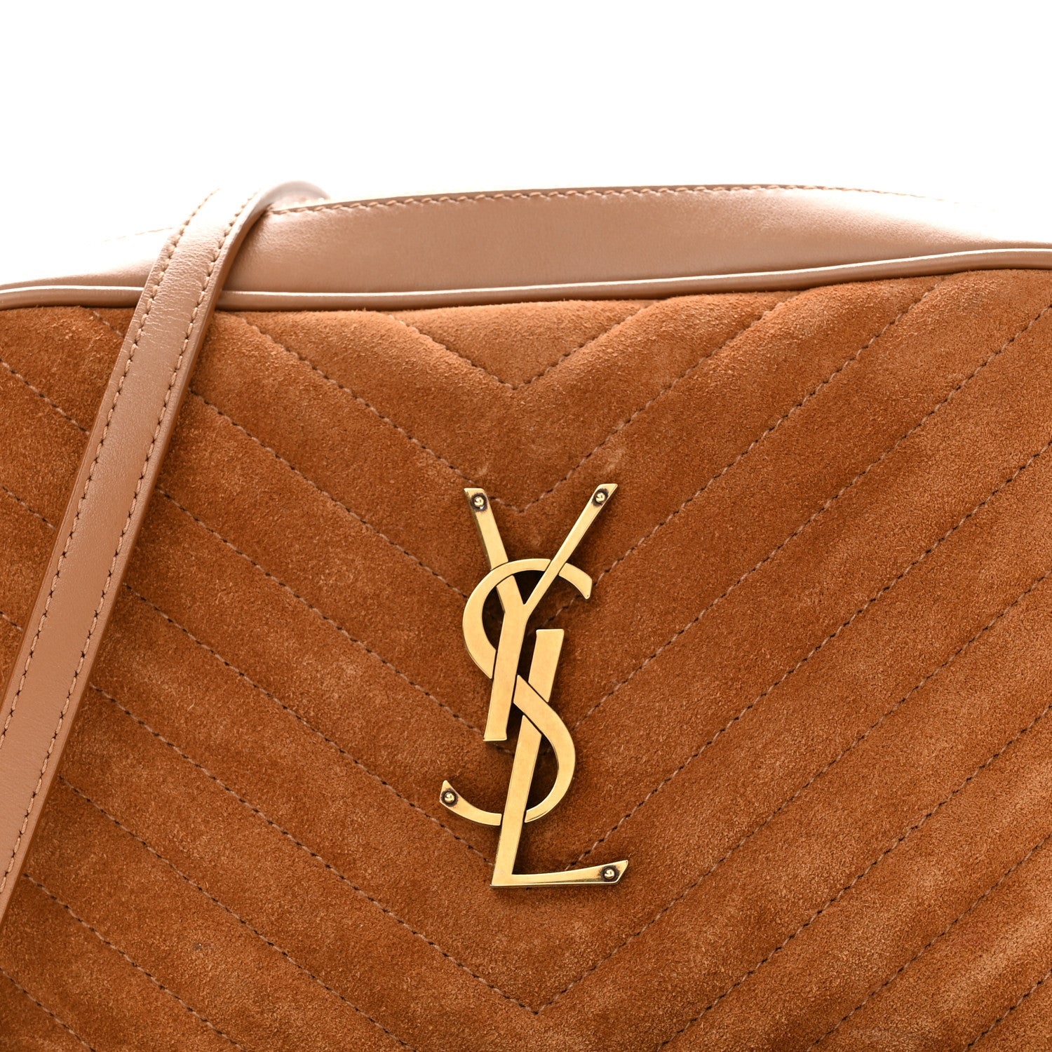 Suede Matelasse Monogram Lou Camera Bag Cinnamon