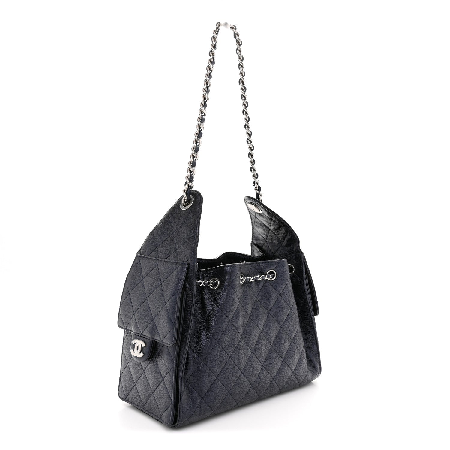 Caviar Quilted Small Chanel 25 Handbag Dark Navy