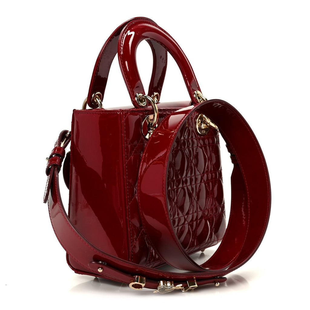 Patent Cannage Small My ABCDior Lady Dior Cherry Red