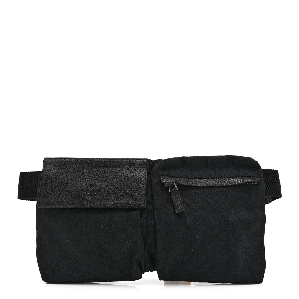 GG Monogram Double Pocket Belt Bag Black
