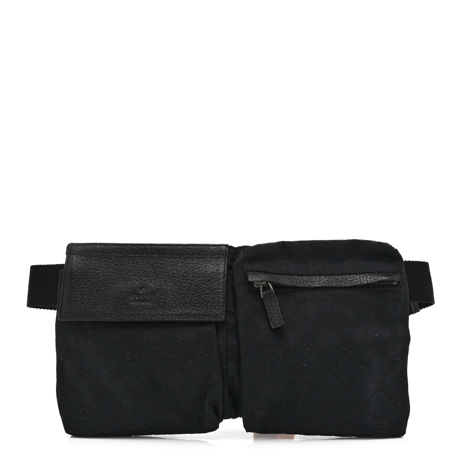 GG Monogram Double Pocket Belt Bag Black