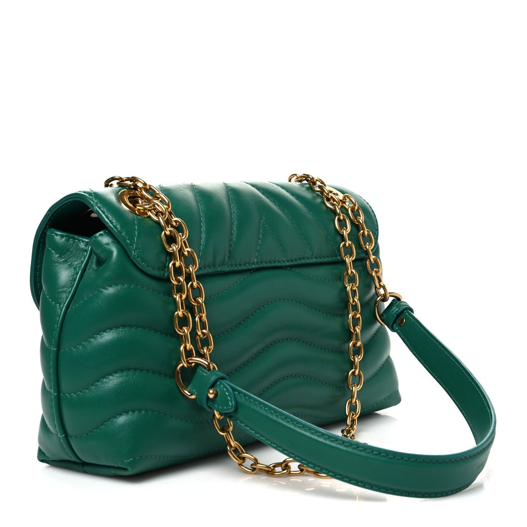 Calfskin New Wave Chain Bag MM NM Emerald