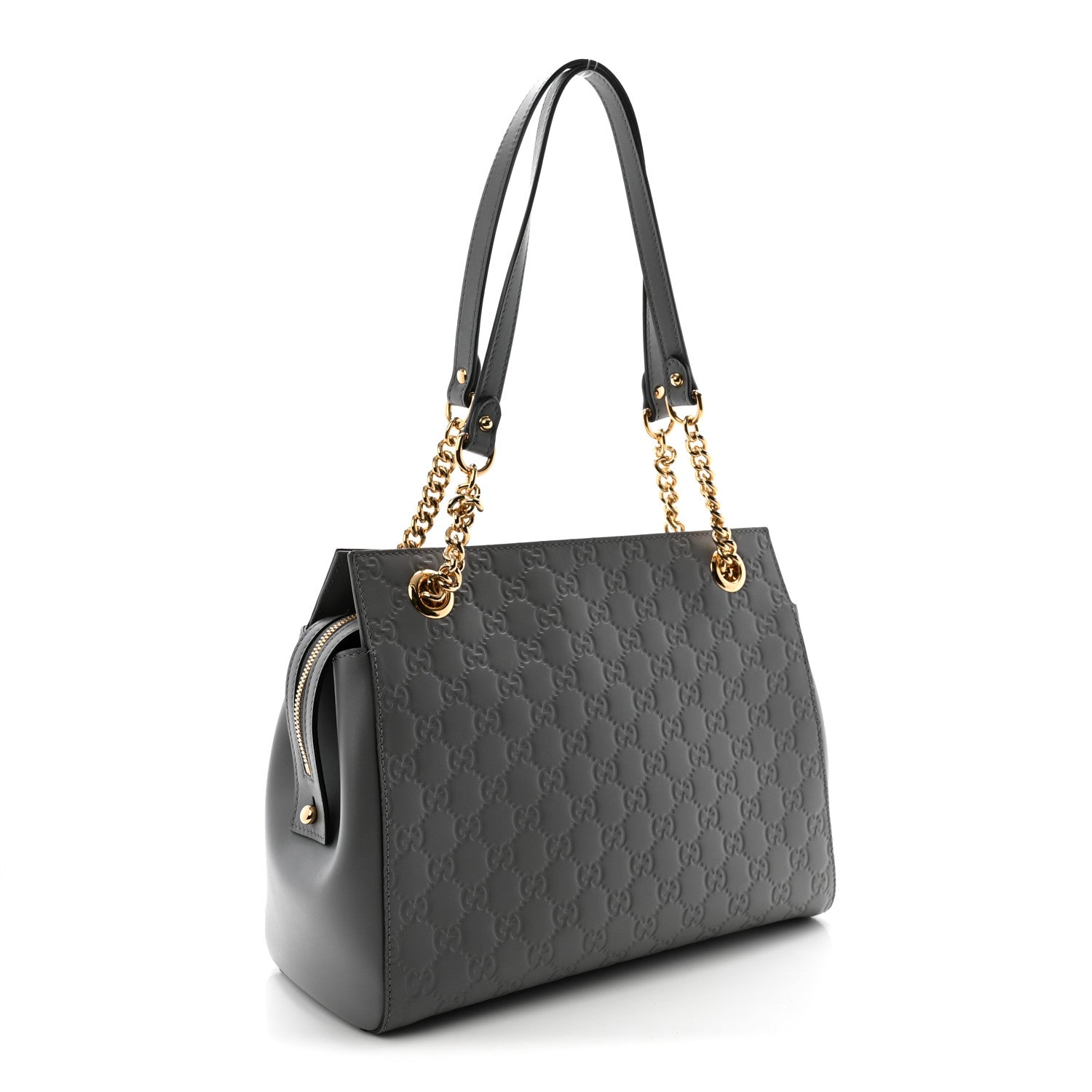 Soft Guccissima Signature Medium Shoulder Tote Bag Deep Grey