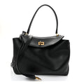 Natural Smooth Calfskin Small Rodeo Top Handle Handbag Black