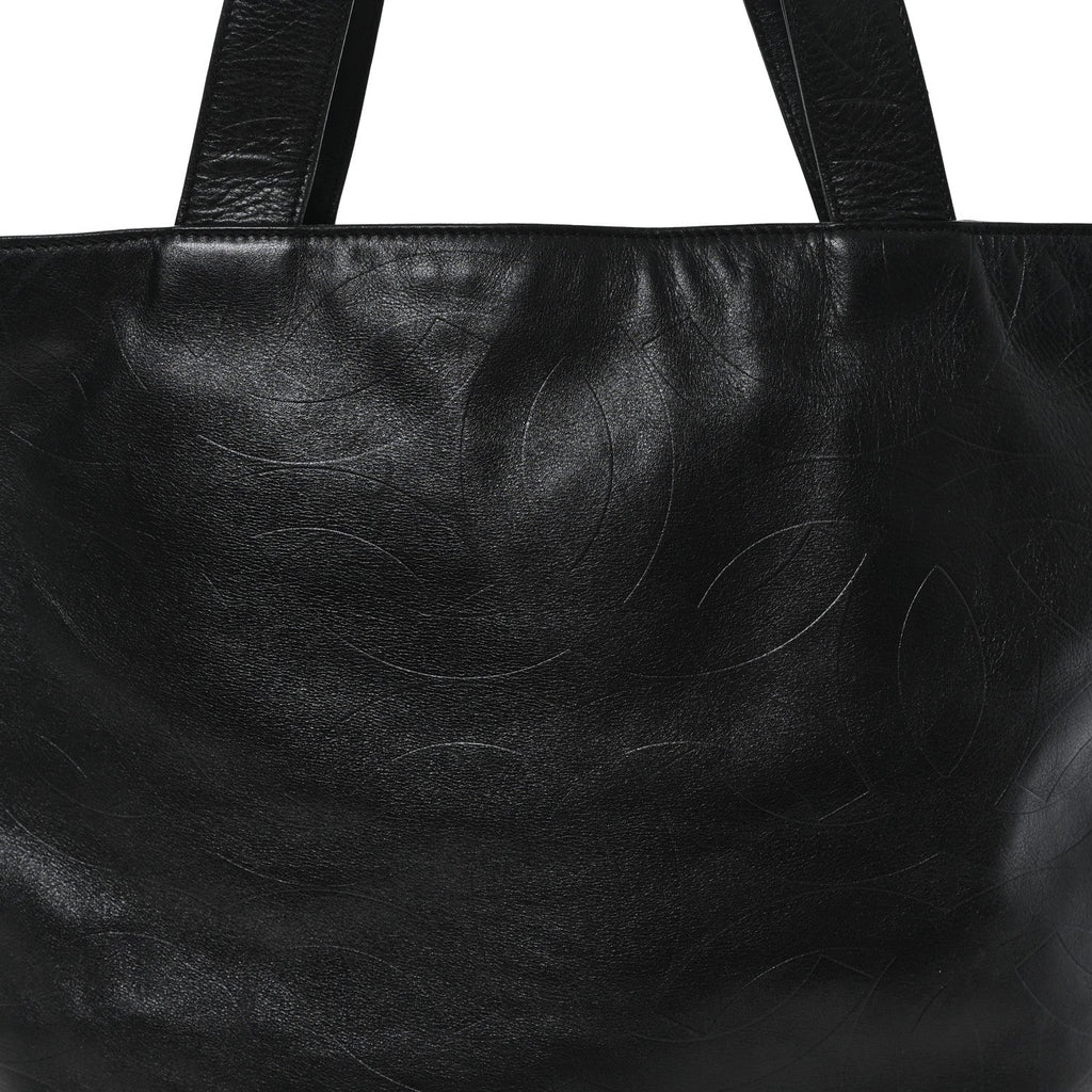Lambskin CC Embossed Tote Black