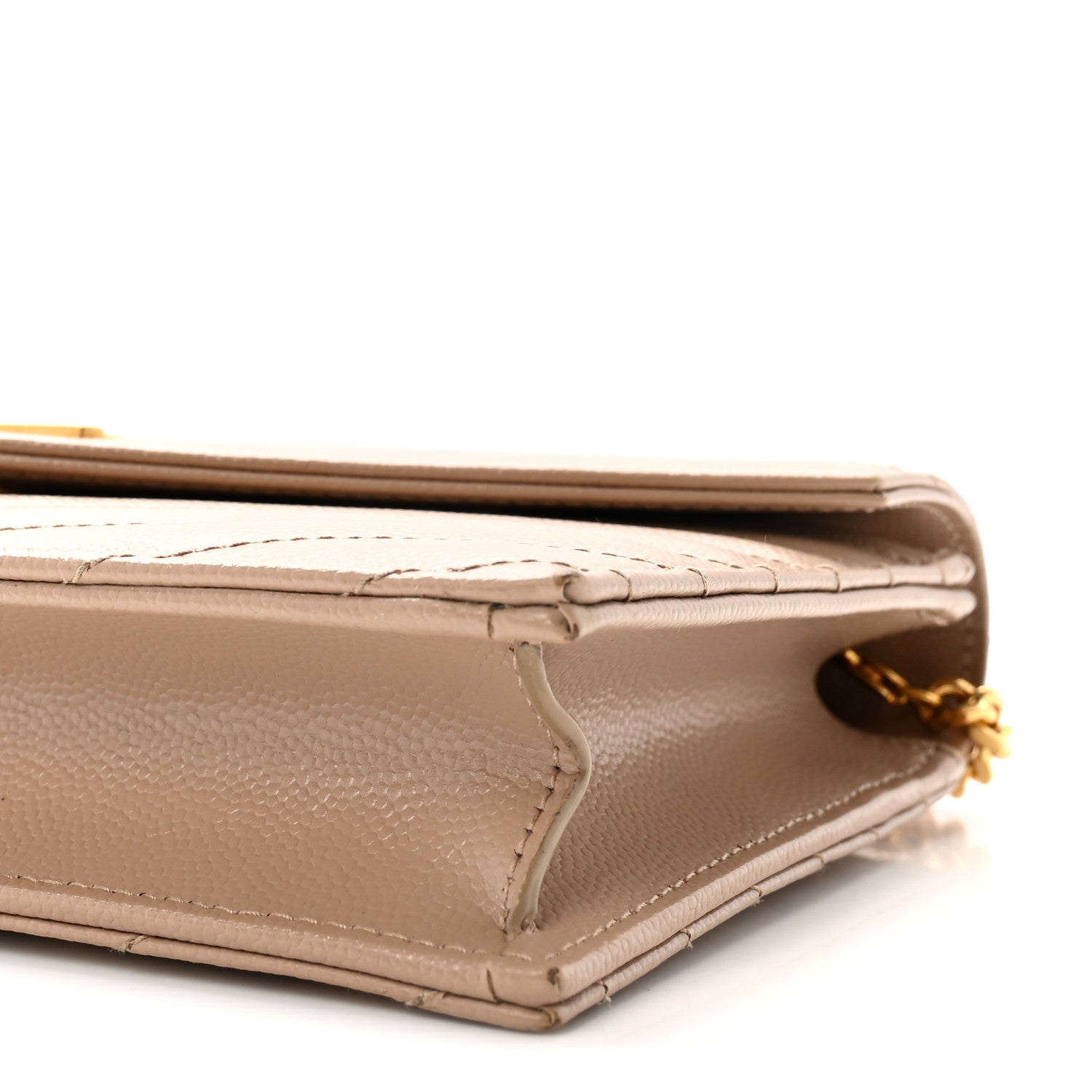 Grain De Poudre Matelasse Chevron Monogram Envelope Chain Wallet Dark Beige