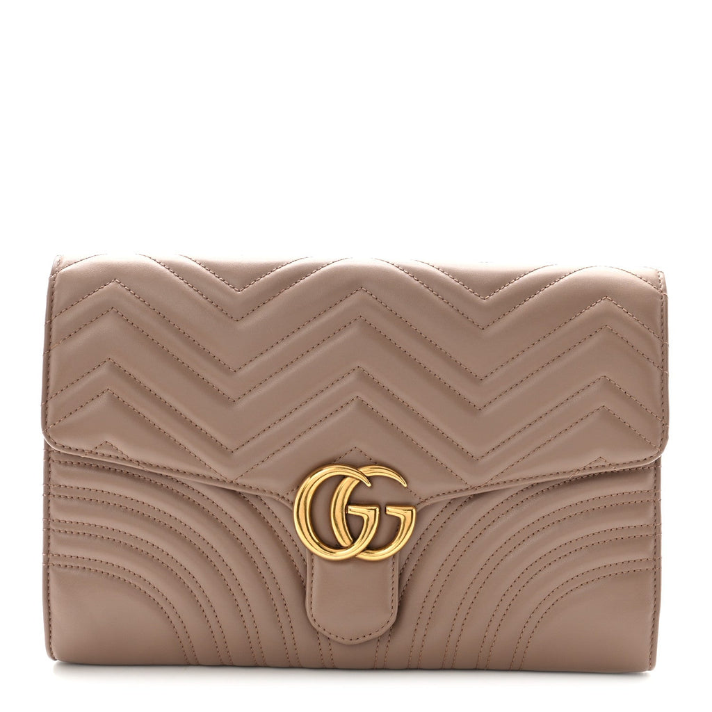 Calfskin Matelasse GG Marmont Clutch Porcelain Rose