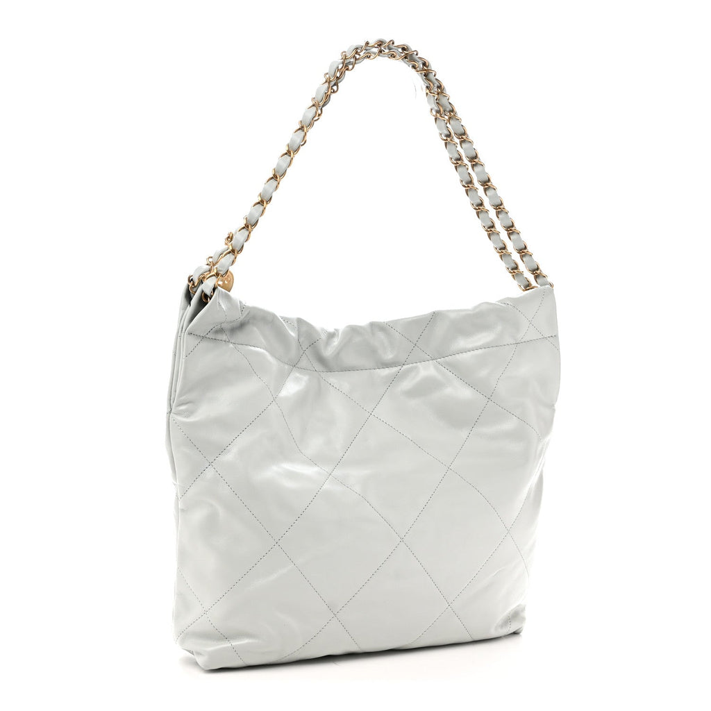 Shiny Calfskin Quilted Small Chanel 22 Light Blue