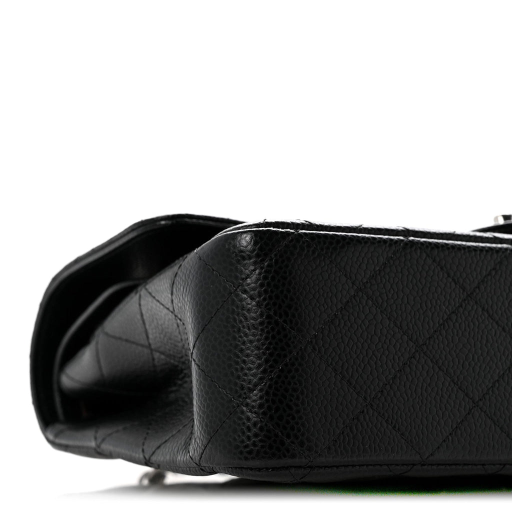 Caviar Quilted Medium Double Flap Black