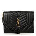 Grain De Poudre Textured Mixed Matelasse Triquilt Monogram Clutch Black