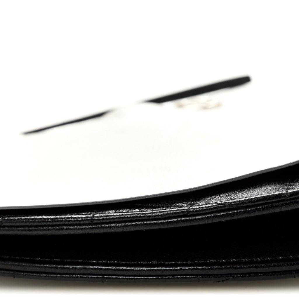 Metallic Lambskin Wave Clutch Black Silver