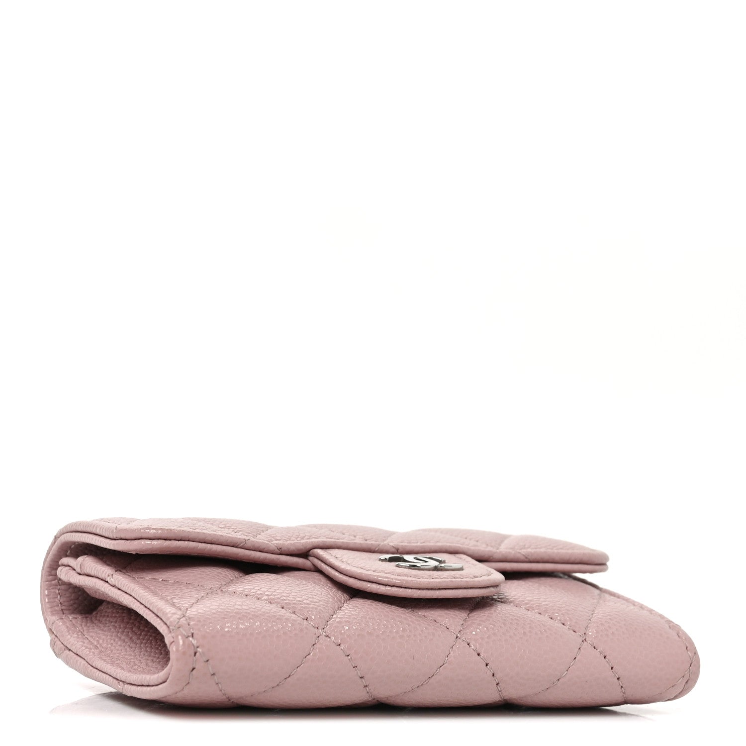 Caviar Quilted Flap Card Holder Wallet Light Pink