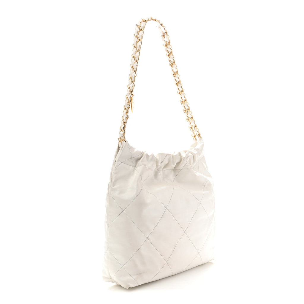 Shiny Calfskin Quilted Small Chanel 22 White