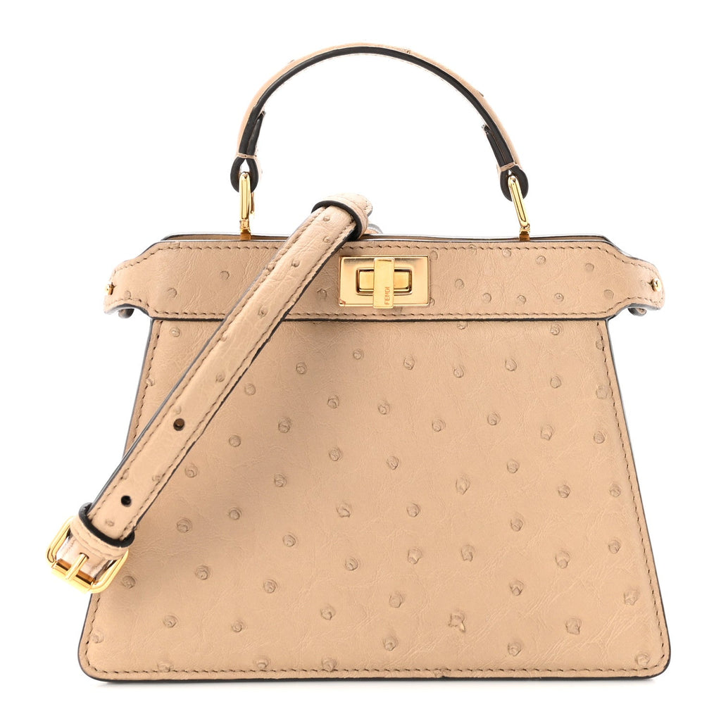 Ostrich Shiny Nappa Petite Peekaboo I SEE U Satchel Sasso
