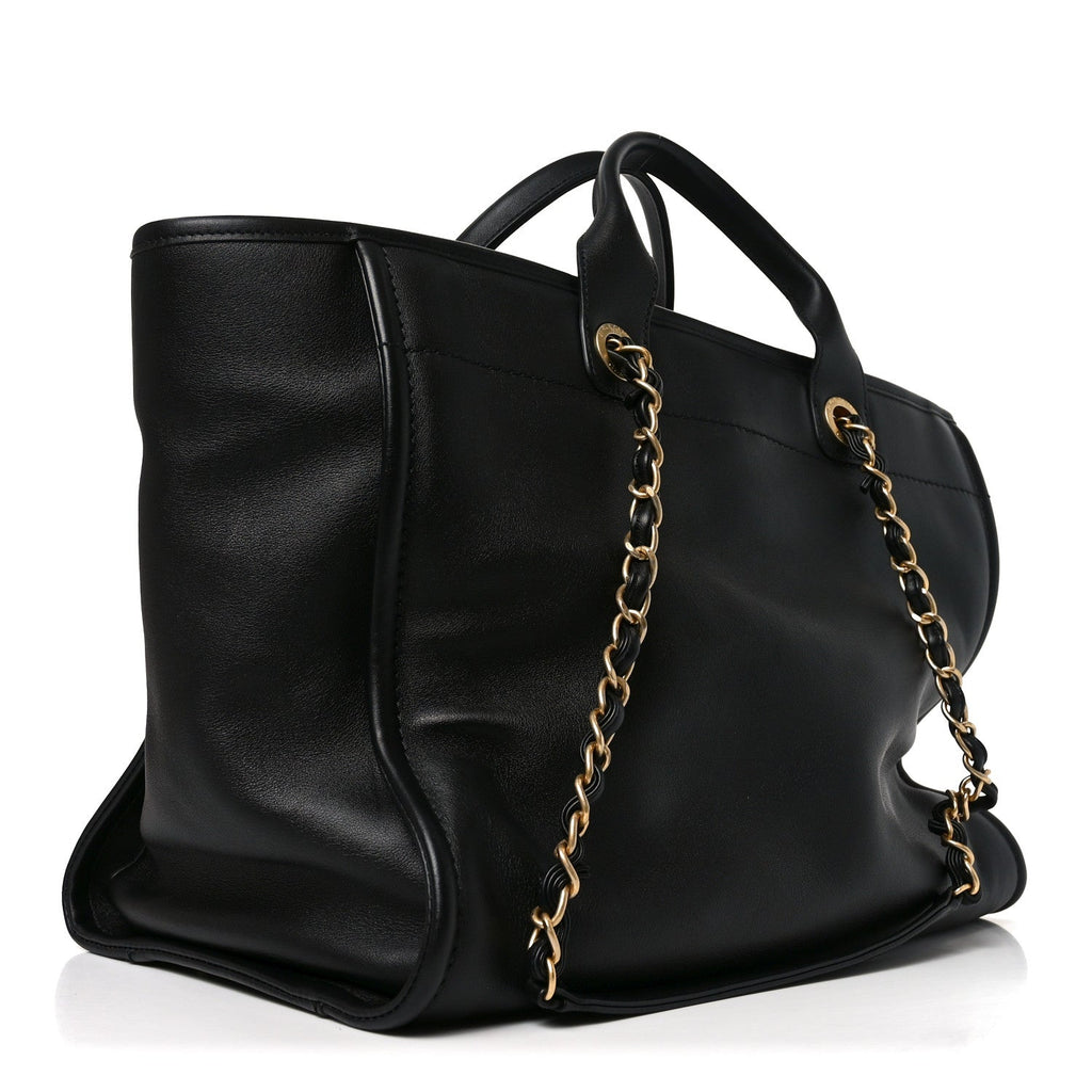 Calfskin Medium Deauville Tote Black Multicolor