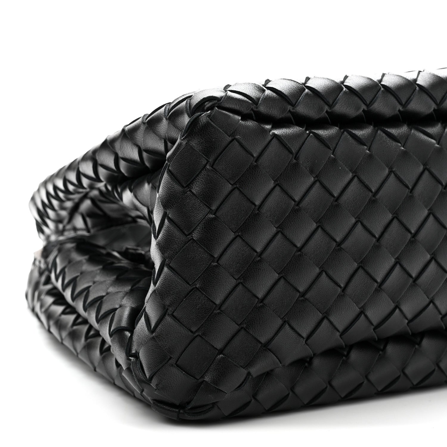 Nappa Intrecciato Small Campana Shoulder Bag Black