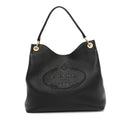Vitello Phenix Embossed Logo Hobo Black