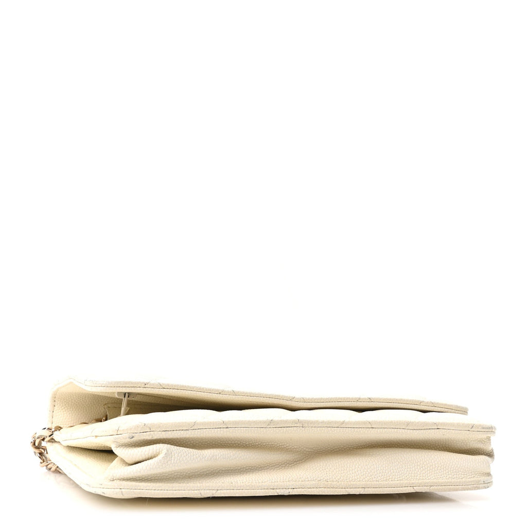 Caviar Quilted Wallet On Chain WOC White