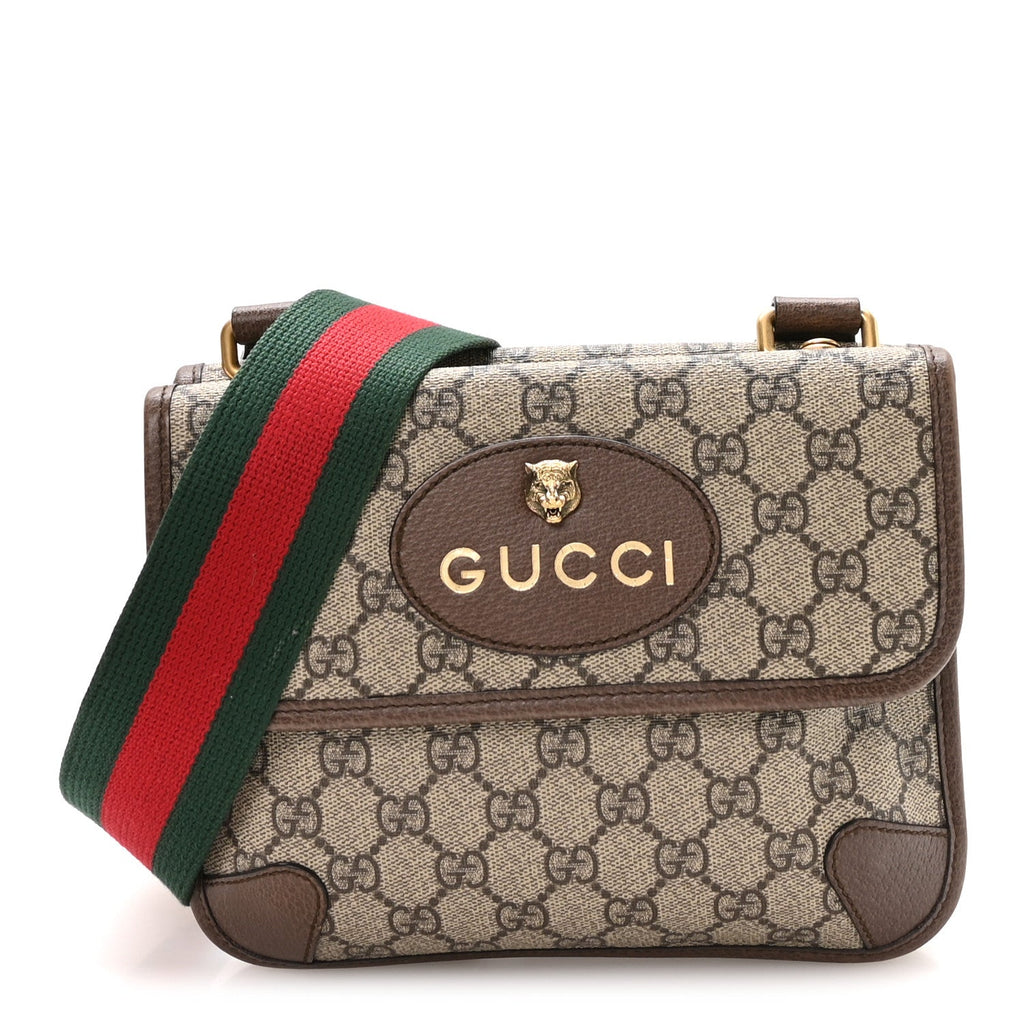 GG Supreme Monogram Web Small Neo Vintage Double Flap Messenger Bag Beige New Acero