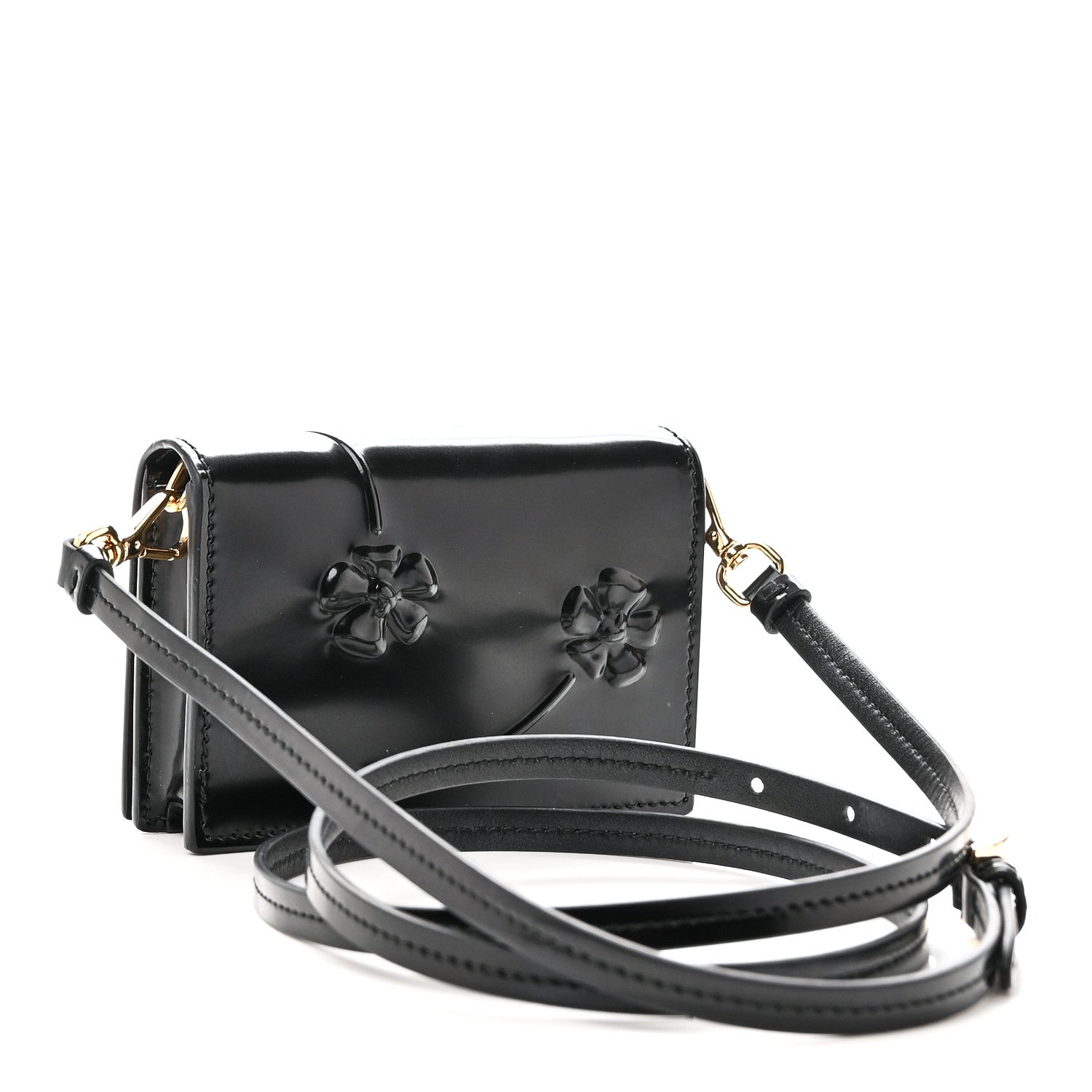 Spazzolato Fior Card Holder With Strap Black