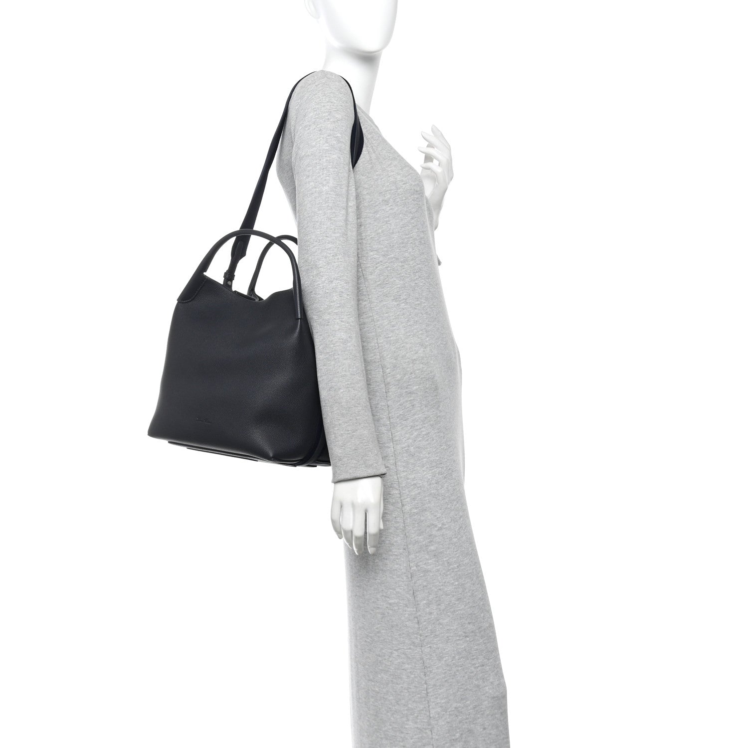 Grained Calfskin Large Bale Bag Navy Blue
