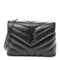Calfskin Y Quilted Monogram Monochrome Toy Loulou Crossbody Bag Black