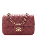 Lambskin Quilted Mini Rectangular Flap Burgundy