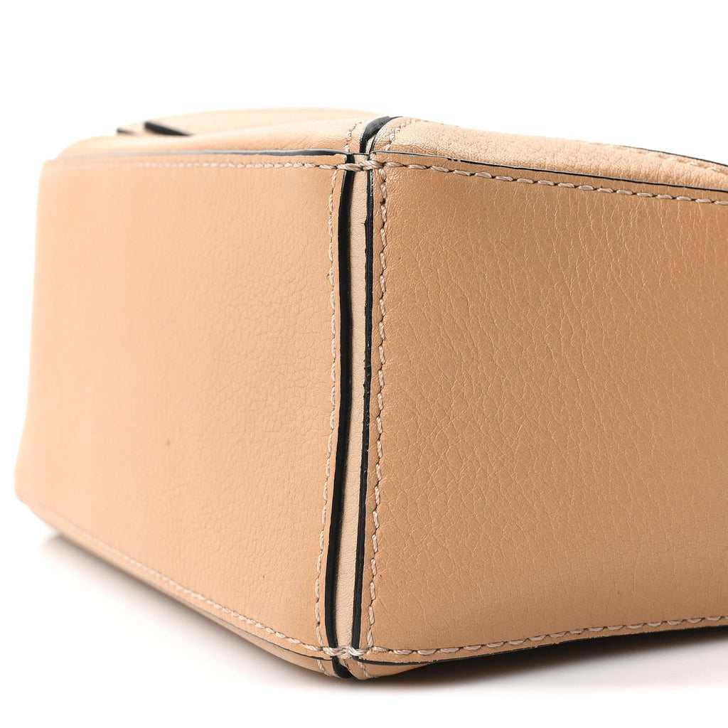 Calfskin Mini Woven Puzzle Bag Beige White