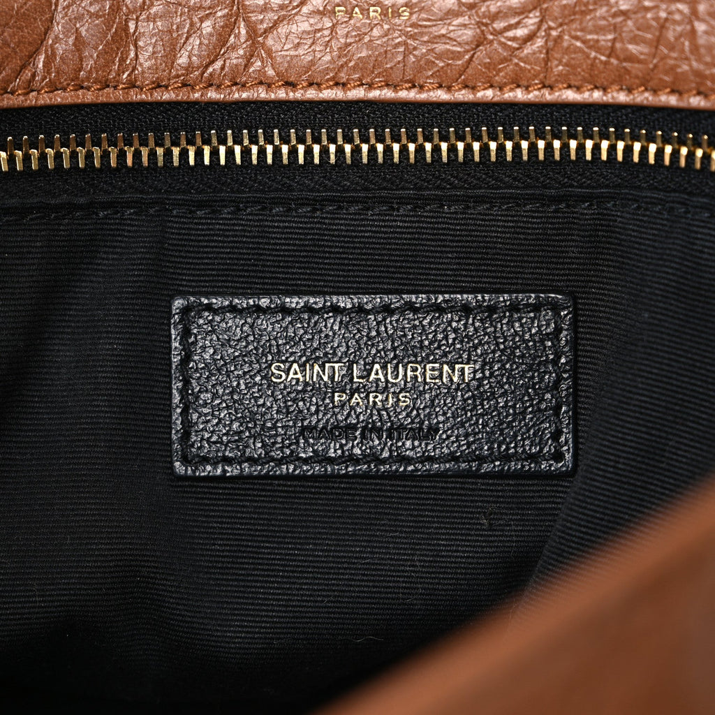 Crinkled Calfskin Matelasse Monogram Medium Niki Chain Satchel Caramel