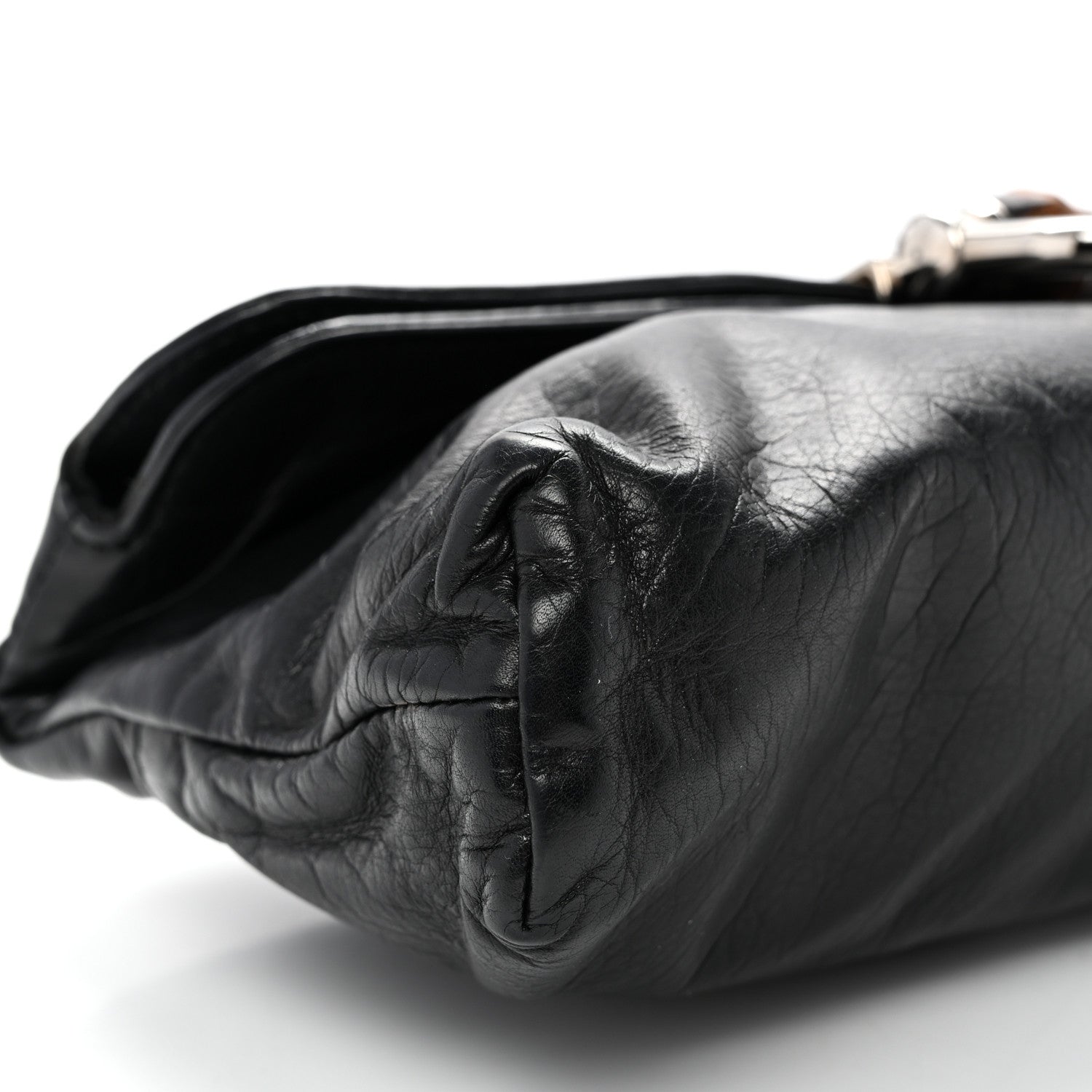 Calfskin Bamboo Croisette Clutch Black