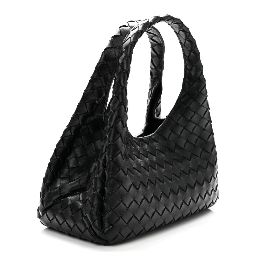Nappa Intrecciato Small Campana Shoulder Bag Black