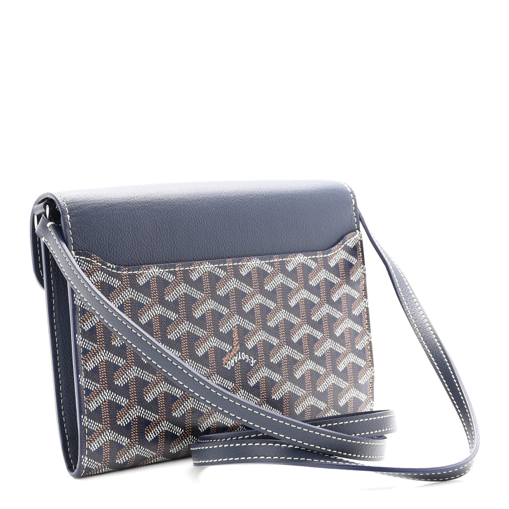 Goyardine Calfskin Chypre Wallet Pouch Navy