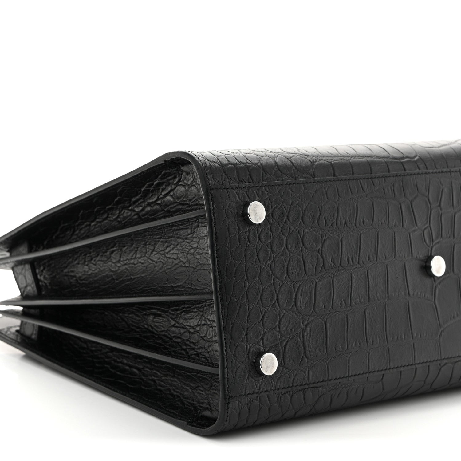 Calfskin Crocodile Embossed Small Sac de Jour  Black